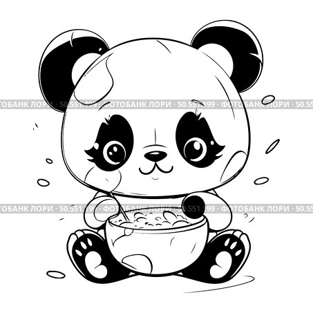 Duck swimming in the water. Vector illustration for coloring book. Стоковая иллюстрация, агентство Ingram Publishing / Фотобанк Лори