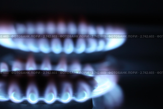 Две конфорки газовой плиты крупным планом. Стоковое фото, фотограф Самохвалов Артем / Фотобанк Лори