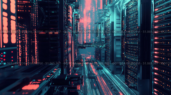 efficiency oscillating server farm ai generated. Стоковое AI-изображение, AI-художник Vectorwin / Фотобанк Лори