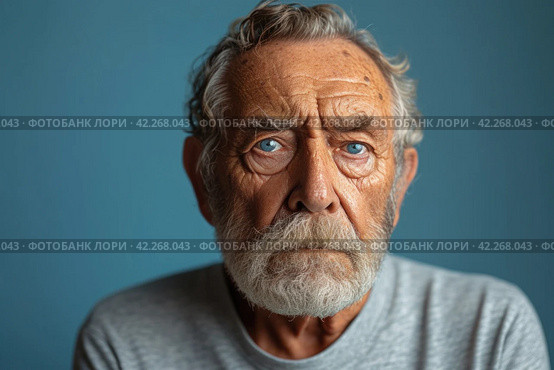 Elderly sad man in depression. Стоковое AI-изображение, AI-художник Юрий Поздников / Фотобанк Лори