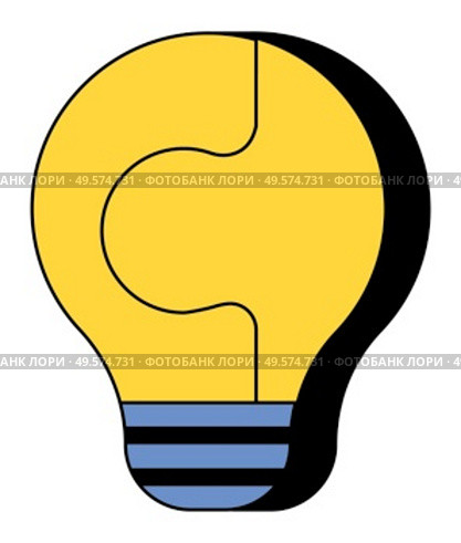 Electric bulb, isolated icon of lightbulb made of pieces in form of puzzle. Business idea or concept. Symbol of creative thought for work and projects improvements vector in flat style illustration. Electric Bulb Made in Form of Puzzle Pieces Vector. Стоковая иллюстрация, агентство Ingram Publishing / Фотобанк Лори