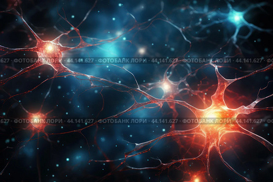 Electrical Single neuron synapses. Generate Ai. Стоковое AI-изображение, AI-художник Иван Рябоконь / Фотобанк Лори