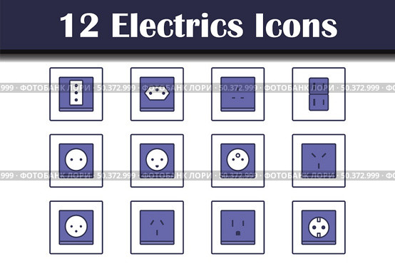 Electrics Icon Set. Editable Bold Outline With Color Fill Design. Vector Illustration. Стоковая иллюстрация, агентство Ingram Publishing / Фотобанк Лори