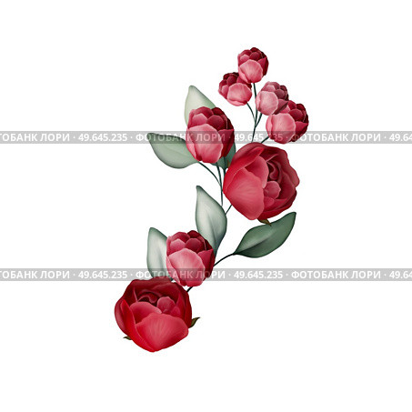 Elegant bouquet with peonies, roses and eucalyptus leaves. Illustration. Elegant bouquet with peonies, roses and eucalyptus leaves. Стоковое фото, агентство Ingram Publishing / Фотобанк Лори
