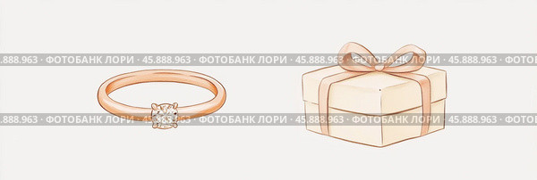 Элегантная концепция подарка со сверкающим кольцом и мягкой подарочной коробкой для особых случаев. Стоковое AI-изображение, AI-художник ФотоИнтеллект / Фотобанк Лори