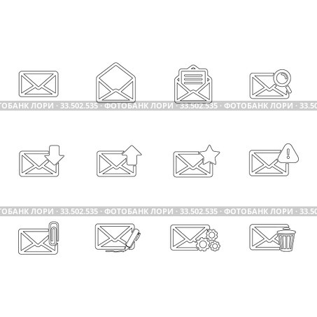Email letter icon set. Стоковая иллюстрация, иллюстратор Альдана Прокофьева / Фотобанк Лори