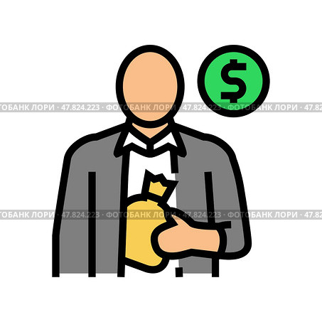 embezzlement money business cash color icon vector illustration. Стоковая иллюстрация, иллюстратор Vectorwin / Фотобанк Лори
