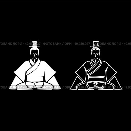 Emperor of China set white icon set white color vector illustration flat style simple image. Стоковая иллюстрация, агентство Ingram Publishing / Фотобанк Лори
