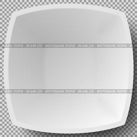 Empty white porcelain plate. Square plate for serving dishes. Cookware, china, crockery element isolated on transparent background. Dish for restaurant, empty utensil 3d dishware vector illustration. Empty white porcelain plate. Square dishware for serving dishes. Cookware china crockery 3d element. Стоковая иллюстрация, агентство Ingram Publishing / Фотобанк Лори