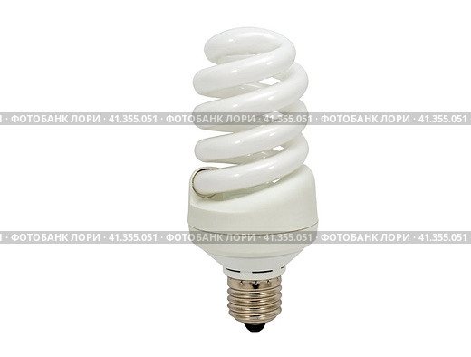 Энергосберегающая лампа E27 на белом фоне. Economy lamp isolated on white background. Стоковое фото, фотограф Татьяна Д / Фотобанк Лори