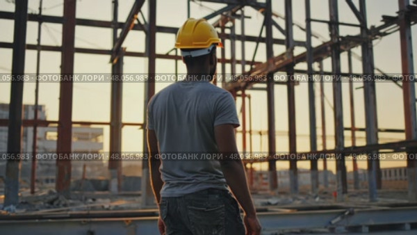 Engineer on constructing site, man in helmet hold tool in hand. AI Generative. Стоковое AI-видео, аниматор Spirit River / Фотобанк Лори