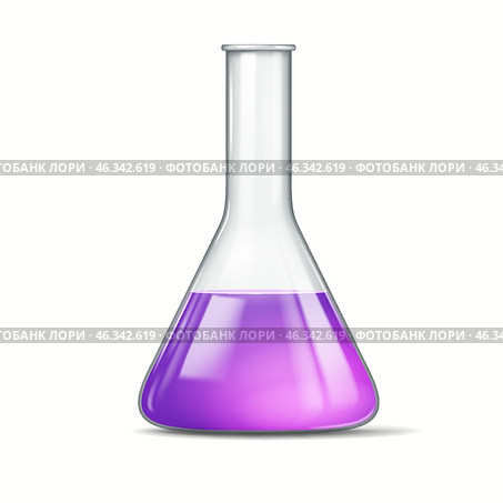 Erlenmeyer Flask with Purple Liquid Illustration. Стоковая иллюстрация, иллюстратор Андрей Апоев / Фотобанк Лори