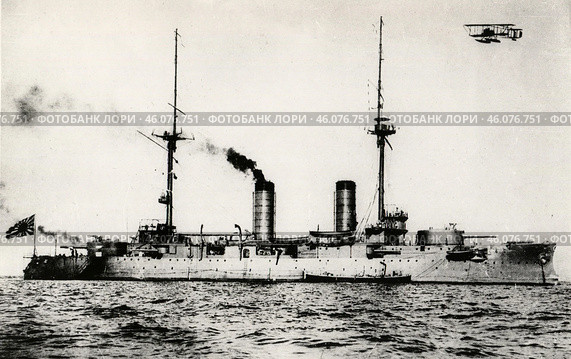 Эскадренный броненосец "Ивами" (бывший "Орел") Япония 1900-1924. Стоковое фото, фотограф Retro / Фотобанк Лори