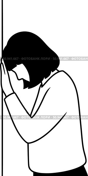 Это метафора творческого кризиса и тупика. Фигура человека, упирающегося лбом в стену, символизирует безнадежность и неспособность найти выход из сложной ситуации. Стоковое AI-изображение, AI-художник Ирина Першина / Фотобанк Лори
