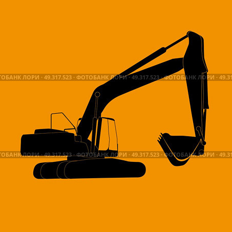 Excavator work. Isolated on Orange Background. Vector Illustration eps10. Excavator work. Vector Illustration. Стоковая иллюстрация, агентство Ingram Publishing / Фотобанк Лори