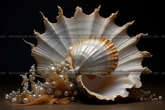 Exotic Sea pearl shell perfect. Generate Ai. Стоковое AI-изображение, AI-художник Иван Рябоконь / Фотобанк Лори
