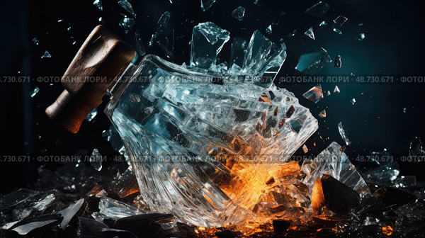 explosion glass breaking ai generated. Стоковое AI-изображение, AI-художник Vectorwin / Фотобанк Лори