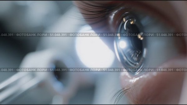 Eye examination process reveals intricate details of vision testing in a clinical setting. Стоковое AI-видео, аниматор Сергей Толмачёв / Фотобанк Лори