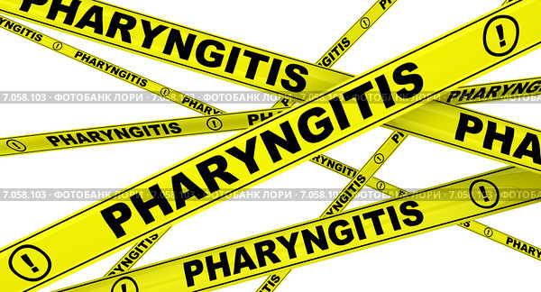 Фарингит (pharyngitis). Желтая оградительная лента. Стоковая иллюстрация, иллюстратор WalDeMarus / Фотобанк Лори