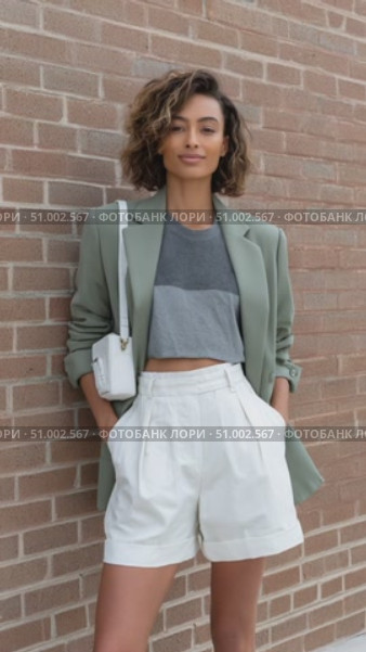 Fashion model posing with brick wall background. Стоковое AI-видео, аниматор Юрий Поздников / Фотобанк Лори