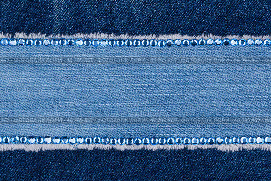 Fashionable background,  jeans and blue  rhinestones. Стоковое фото, фотограф Александр Собко / Фотобанк Лори