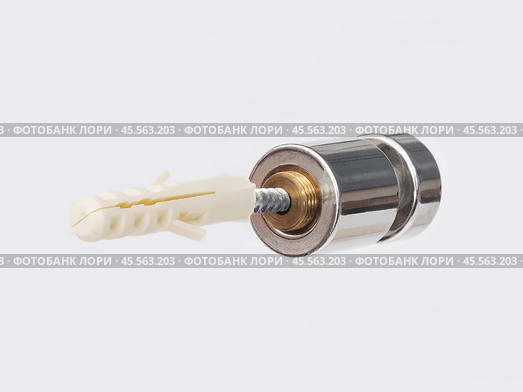 Fastener for glass and mirrors isolated on white background. Стоковое фото, фотограф Елена  Попкова / Фотобанк Лори
