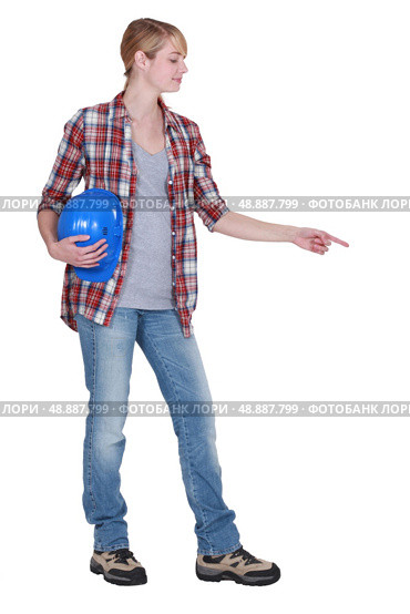 Female builder directing attention. Стоковое фото, агентство Ingram Publishing / Фотобанк Лори