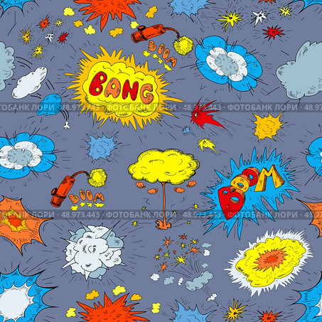 Festive firework sparkling bright light explosions boom bang whistles pictograms seamless pattern abstract doodle sketch vector illustration. Стоковая иллюстрация, агентство Ingram Publishing / Фотобанк Лори