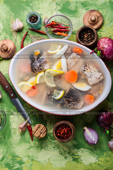 Fish and vegetables aspic.Fish food. Fish dish. Fish and vegetables aspic. Стоковое фото, агентство Ingram Publishing / Фотобанк Лори