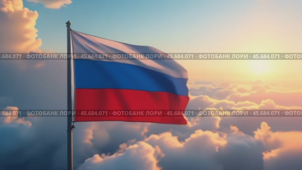 Флаг России на фоне облаков и заката. Стоковое AI-видео, аниматор Виктория Кольцова / Фотобанк Лори