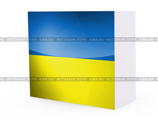 Флаг Украины на грани параллелепипеда. Стоковая иллюстрация, иллюстратор Клинц Алексей / Фотобанк Лори