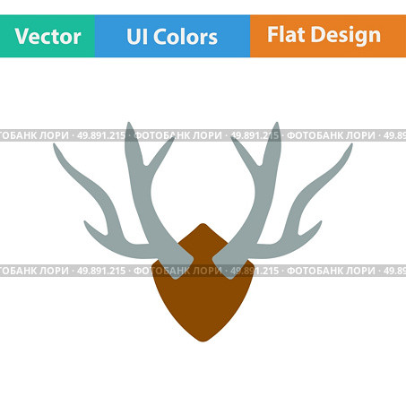 Flat design icon of deer’s antlers  in ui colors. Vector illustration. Стоковая иллюстрация, агентство Ingram Publishing / Фотобанк Лори