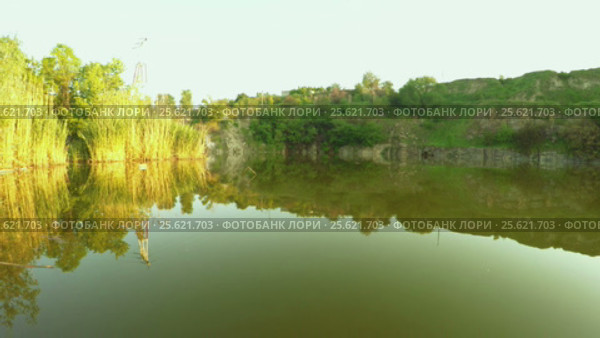 Flooded quarry on nature. Стоковое видео, видеограф Потийко Сергей / Фотобанк Лори