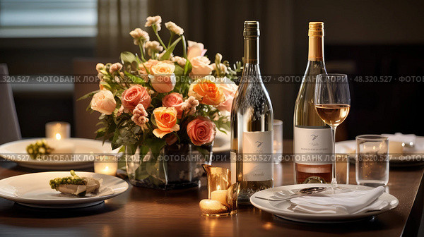 flowers prosecco bottle ai generated. Стоковое AI-изображение, AI-художник Vectorwin / Фотобанк Лори