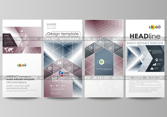 Flyers set, modern banners. Business templates. Cover design template, easy editable abstract vector layouts. Simple monochrome geometric pattern. Abstract polygonal style, stylish modern background. Стоковая иллюстрация, агентство Ingram Publishing / Фотобанк Лори