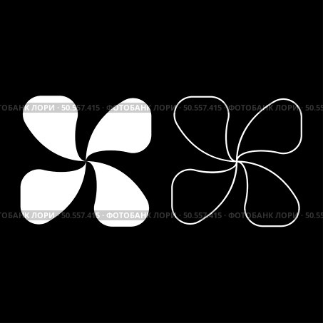 Four lobed fan blade paddle vane ventilation blade set icon white color vector illustration image simple solid fill outline contour line thin flat style. Four lobed fan blade paddle vane ventilation blade set icon white color vector illustration image solid fill outline contour line thin flat style. Стоковая иллюстрация, агентство Ingram Publishing / Фотобанк Лори