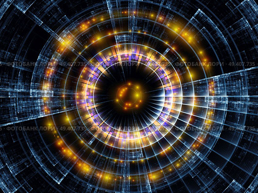 Fractal Radiation series. Design made of radial geometric forms and abstract symbols to serve as backdrop for projects related to mathematics, science, modern technology and education. Стоковое фото, агентство Ingram Publishing / Фотобанк Лори