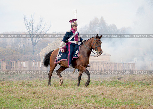 Французский улан. Малоярославец (2012 год). Редакционное фото, фотограф Сергей Великанов / Фотобанк Лори