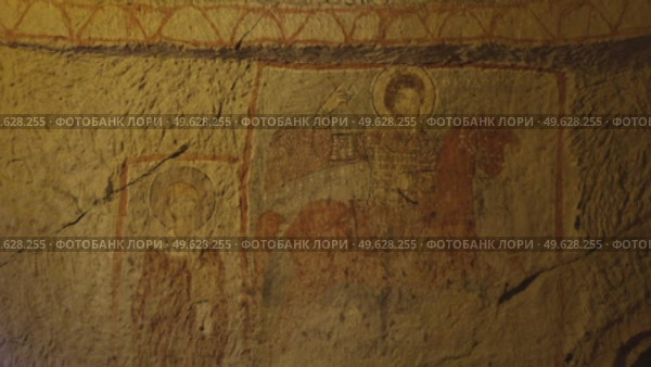 Frescoes in the cave churches of Cappadocia. Стоковое видео, видеограф German Zvyagin / Фотобанк Лори