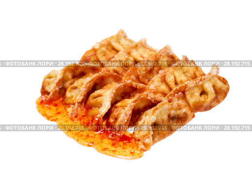 Fried dumplings isolated on a white background. Стоковое фото, фотограф Alexander Tihonovs / Фотобанк Лори