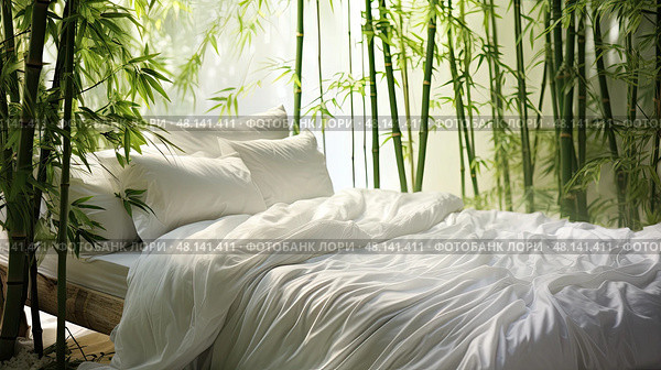 friendly bamboo bed sheets ai generated. Стоковое AI-изображение, AI-художник Vectorwin / Фотобанк Лори
