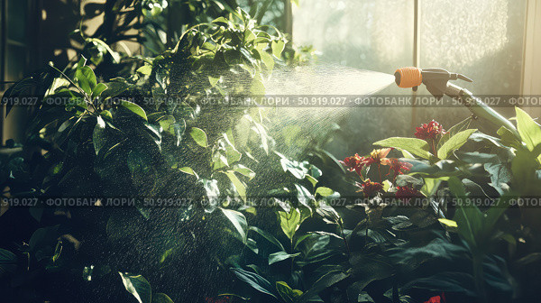 fungicide spraying plants ai generated. Стоковое AI-изображение, AI-художник Vectorwin / Фотобанк Лори