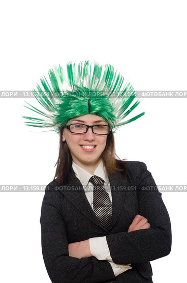 Funny businesswoman in business concept on white. Стоковое фото, фотограф Elnur / Фотобанк Лори