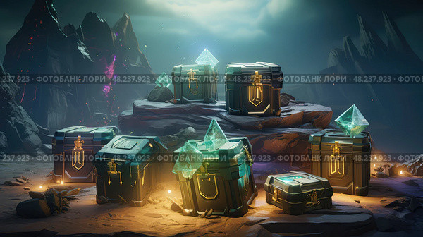 gaming loot box ai generated. Стоковое AI-изображение, AI-художник Vectorwin / Фотобанк Лори