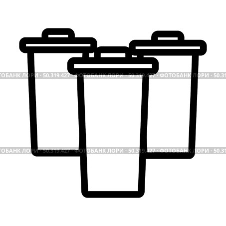 Garbage Containers With Separated Trash Icon. Editable Bold Outline Design. Vector Illustration. Стоковая иллюстрация, агентство Ingram Publishing / Фотобанк Лори