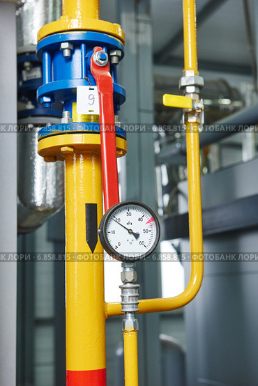 gas heating system boiler room equipments. Стоковое фото, фотограф Дмитрий Калиновский / Фотобанк Лори