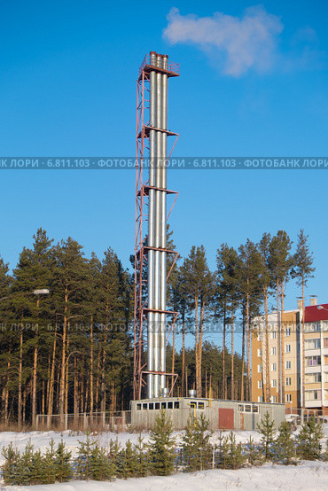 Газовая котельная отапливает многоквартирные дома микрорайона города Трёхгорного. Стоковое фото, фотограф Александр Цуркан / Фотобанк Лори