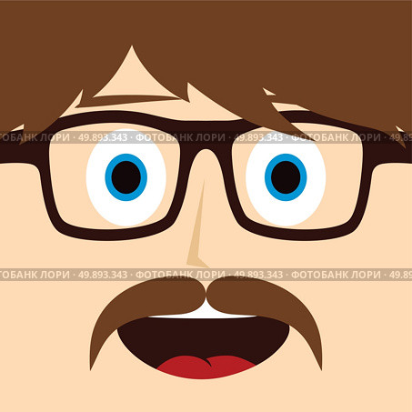 geek mustache guy cartoon character. geek mustache guy cartoon character vector art illustration. Стоковая иллюстрация, агентство Ingram Publishing / Фотобанк Лори