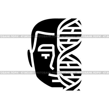 genetic profile with patients face glyph icon vector illustration. Стоковая иллюстрация, иллюстратор Vectorwin / Фотобанк Лори