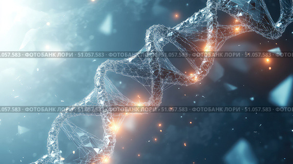 genome emerging dna strand ai generated. Стоковое AI-изображение, AI-художник Vectorwin / Фотобанк Лори